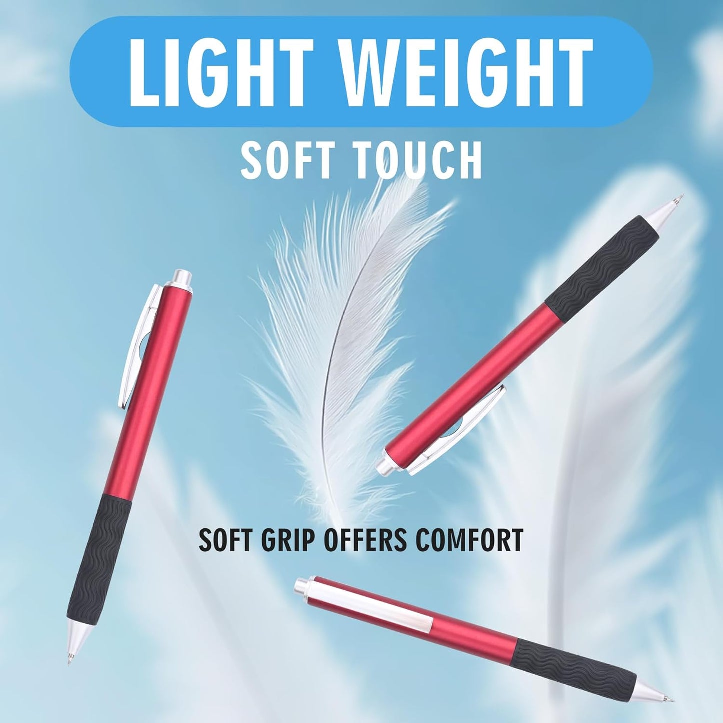 HZIDYAKE Gel Pens Bulk, 50 Black Ink Gel Pens, Smooth Writing Without Losing Ink, 0.5mm Fine Tip for Schools, Offices, Nurses Notes Office Supplies (Red Body)