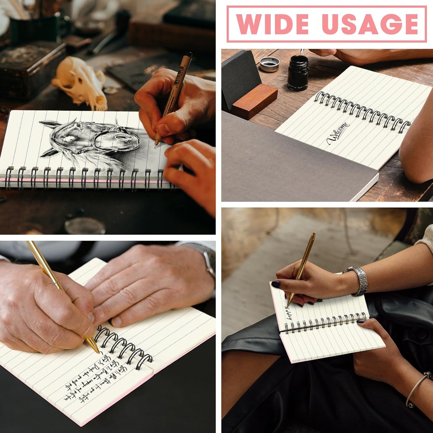 Jutom 54 Pcs Small Spiral Notebooks Memo Pads 3x5 Bulk Small Pocket Notebooks Mini Notepads with Lined Pages Mini Journals for Office Back to School Work Writing Supplies, 120 Pages (Pink)