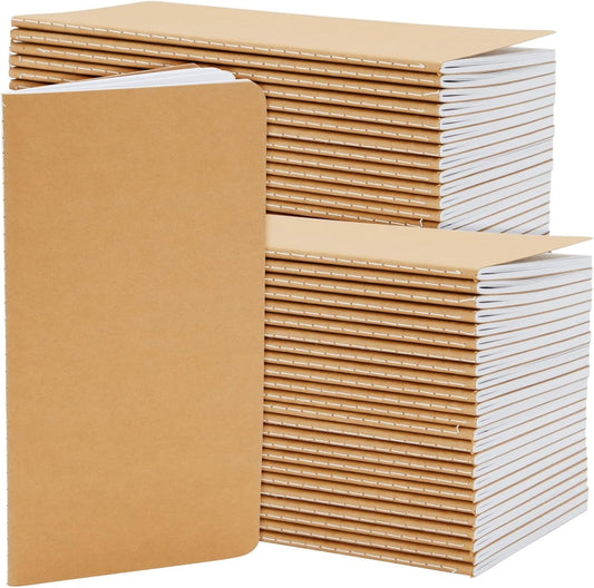 Paper Junkie Notebooks for School - 4.3 x 8.2 In, Kraft Brown, Pack of 48 - Lined Notebooks - Kraft Paper Journals for Note Taking & Journal Writing
