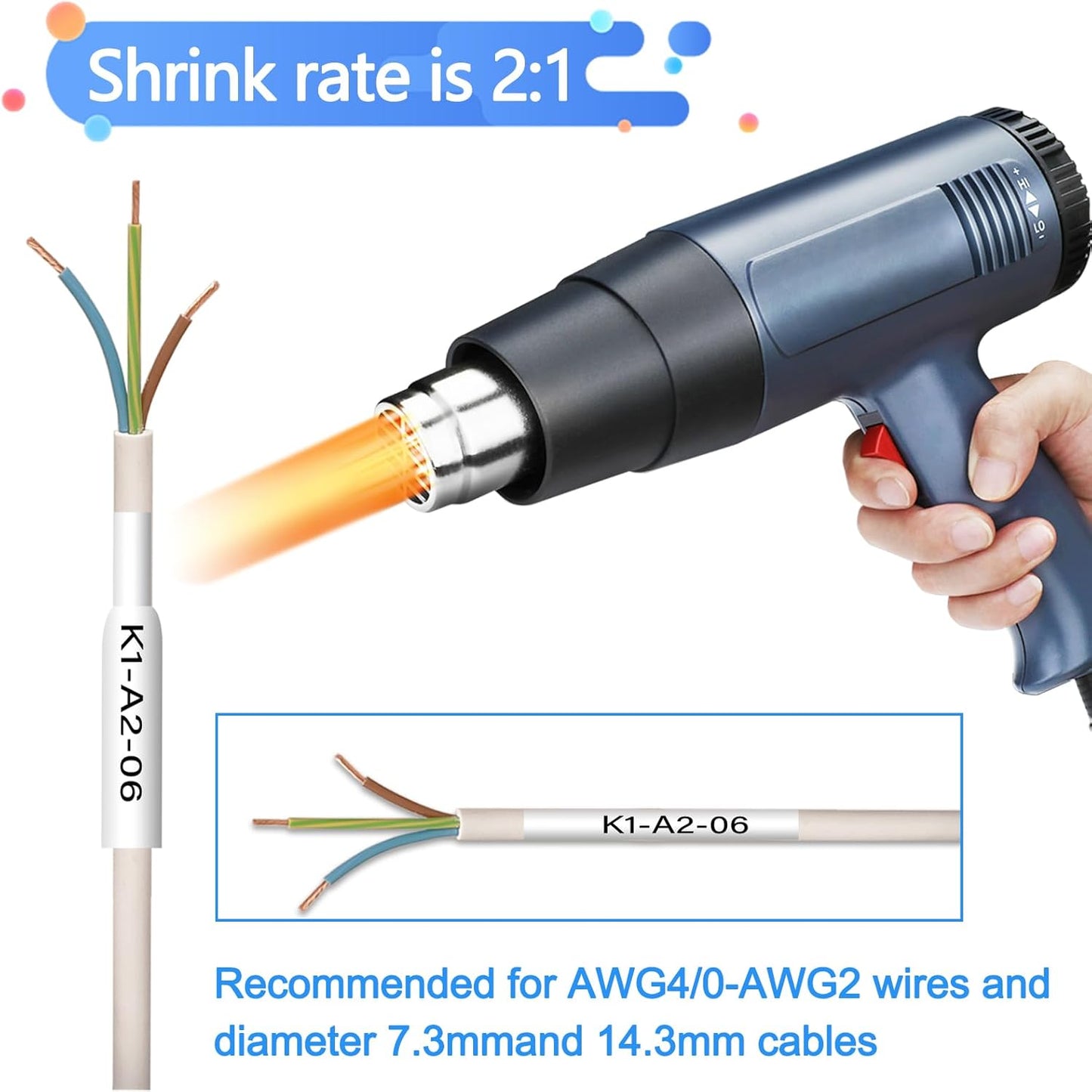 2 Pack Compatible for Ptouch HSe251 HSe-251 HS-251 HS251 23.6mm 0.92" Black on White Heat Shrink Tube for PT-D600 E500 E500VP E550W P700 P710BT P750WVP Label Maker