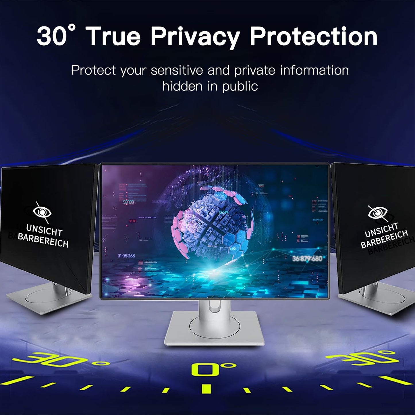 27 Inch Magnetic Hanging Computer Privacy Screen for 16:9 Widescreen Monitor, Removable Privacy Screen Anti Glare Blue Light Computer Screen Privacy Shield, Anti-Scratch 27 in Protector Film