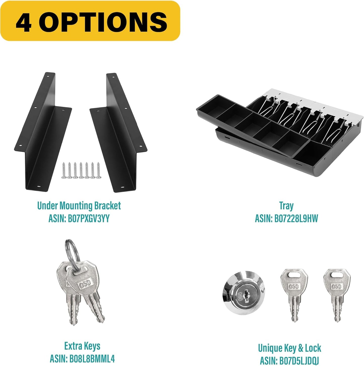 HK SYSTEMS 13inch White Heavy Duty POS Interface Cash Drawer with 4Bill/5Coin
