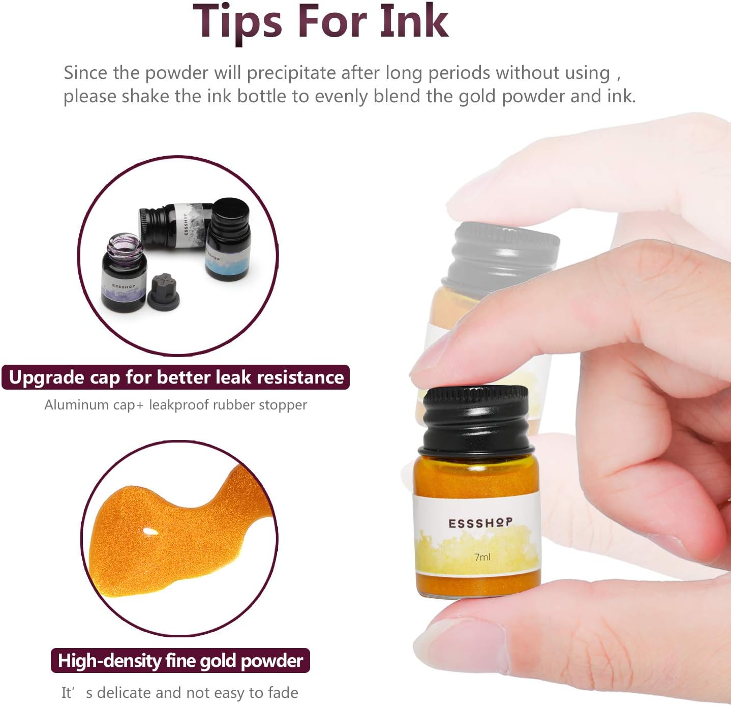 ESSSHOP Glass Pen Calligraphy Set - 3 Purple Crystal Dip Pens Color Ink and Pen Holder Art Supplies Kit for Signatures Beginners Journaling Lettering Drawing Holiday Gift Decoration