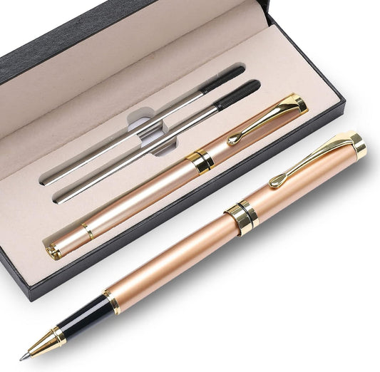YIVONKA Luxury Ballpoint Pens Best Ball Pen Gift Set for Men & Women Professional Executive Office Nice BallPens Classy Gift Box Ballpoint Black Refill Line width 0.5mm (Rose Gold)