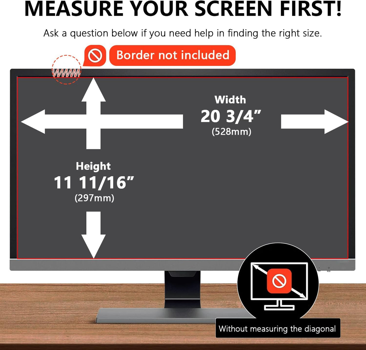 【2-Pack】23.8 Inch Computer Privacy Screen for 16:9 Monitors with Anti-Spy Anti-Glare Filter, Blue Light Blocking & Eye Protection, Removable Anti-Scratch HD Clarity Screen Protector