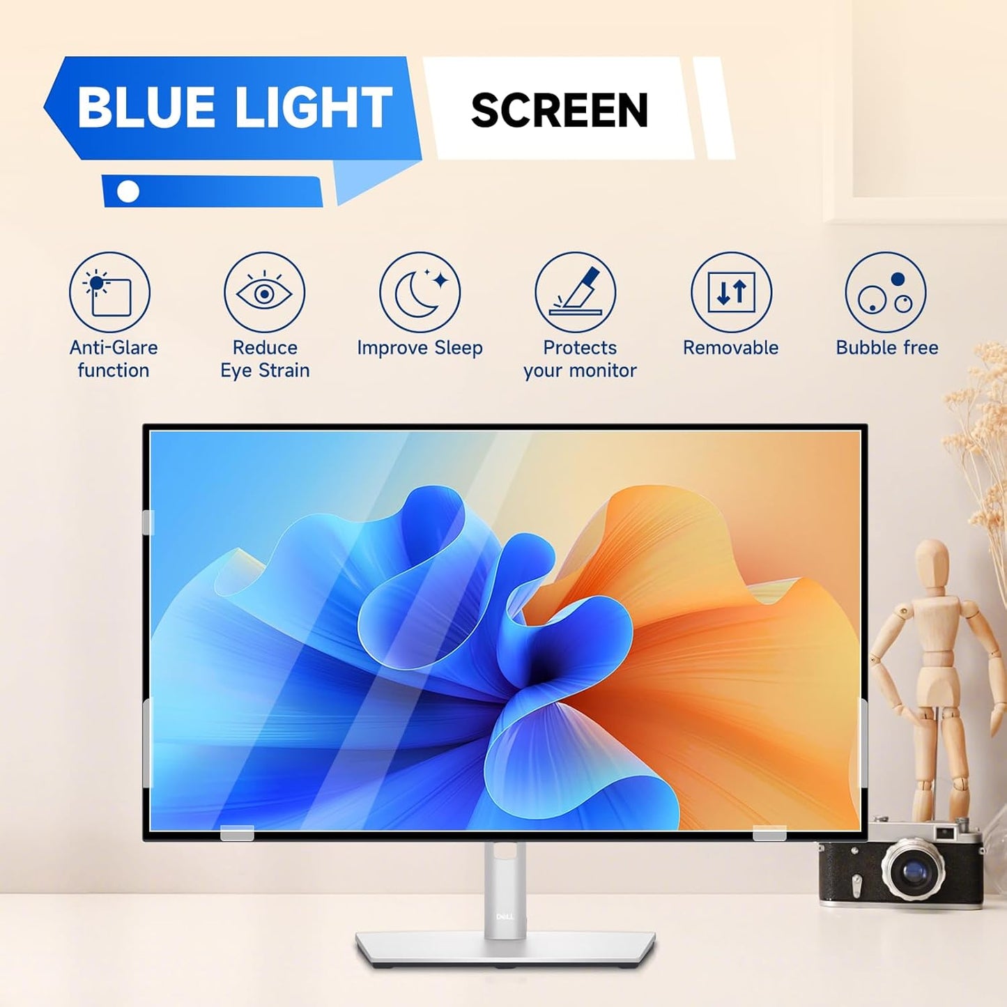 IPROKKO 【2 Pack】 21.5 inch Anti-Blue Light Monitor Screen Protector for 16:9 Widescreen,Removable Anti Glare Blue Light Blocking Screen Filter，LED PC Anti-UV Eye Protection Filter Film
