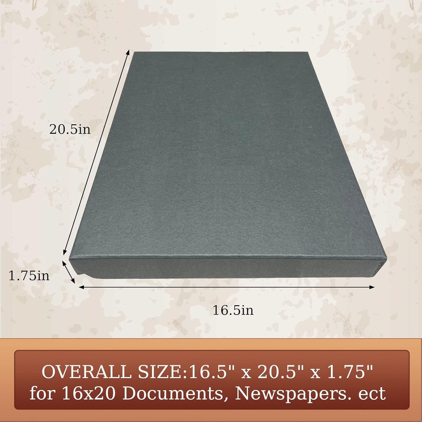 Golden State Art, Archival Folio Storage Box 16x20, Clamshell Design with Metal Edge, Preserve and Store Photos Documents Cards Prints Arts Crafts DIY, Gray, Pack of 2