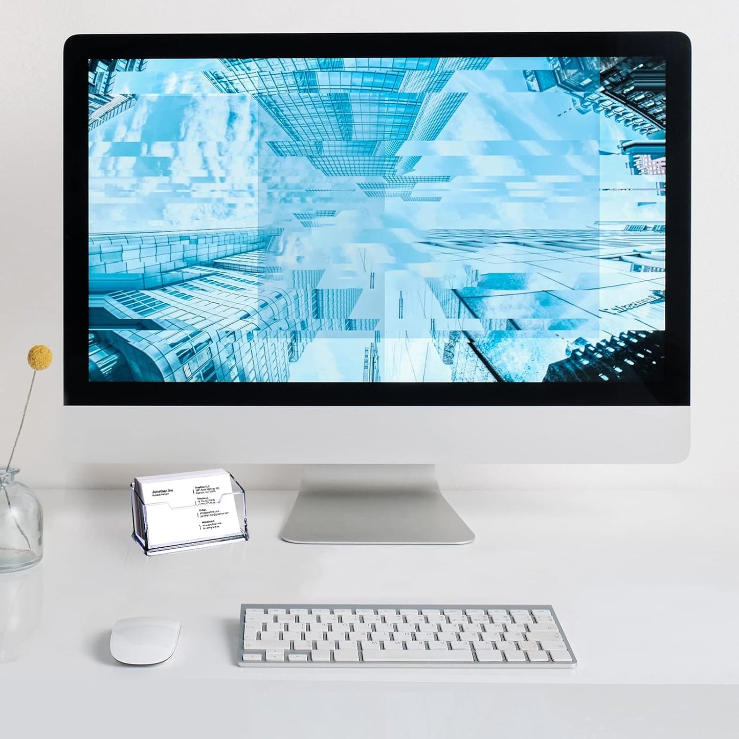 Clear Acrylic Business Card Holder, Name Card Organizer for Desk Fits 50 Business Cards