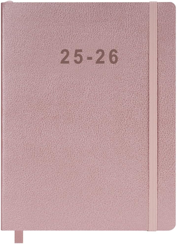 2025-2026 Planner - Weekly and Monthly Planner, Oct 2025 - Dec 2026, Vegan Leather Cover, Elastic Closure, 8.5"x11", Rose Gold