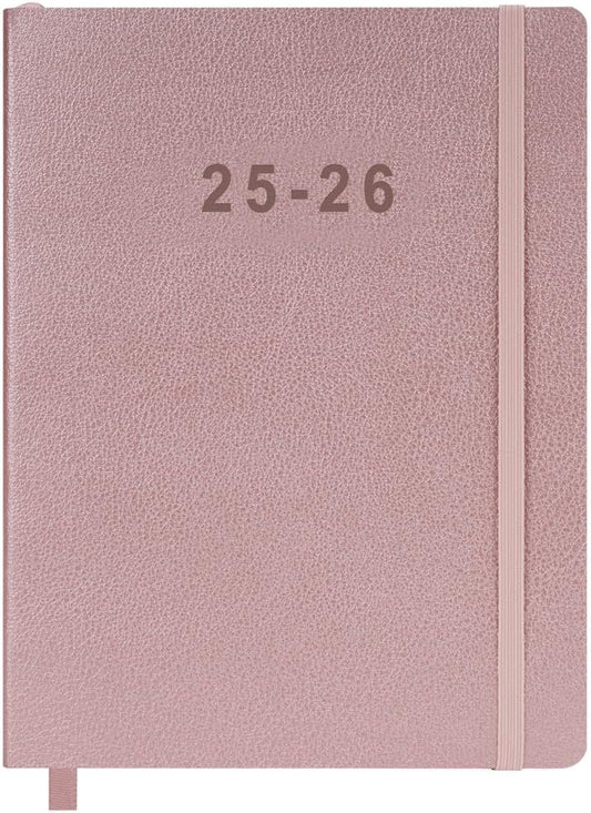 2025-2026 Planner - Weekly and Monthly Planner, Oct 2025 - Dec 2026, Vegan Leather Cover, Elastic Closure, 8.5"x11", Rose Gold