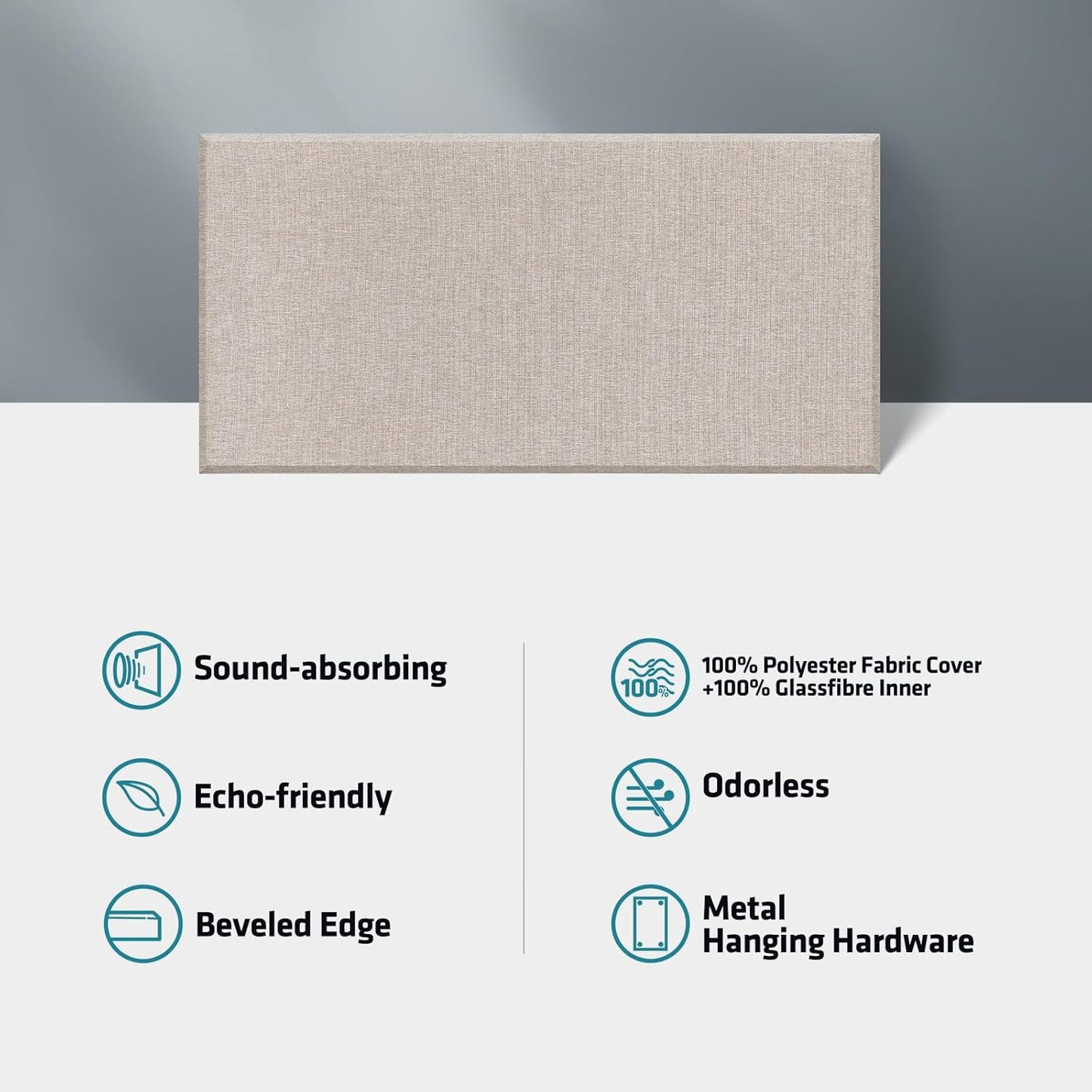 2” Thick Acoustic Panels with Hanging Hardware, 2 PCS 47.2” x 23.6” Fiberglass Sound Absorbing Panels for Home Theater Church Office Wall, Linen