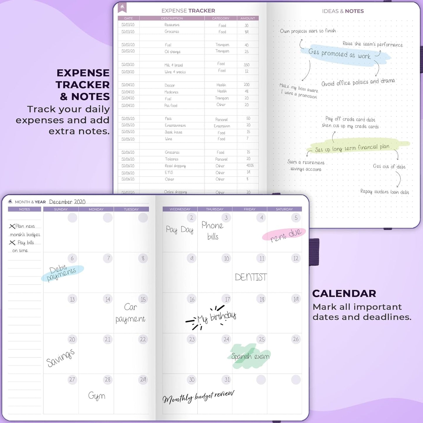 Clever Fox Bi Weekly Budget Planner – Undated Financial Organizer Book – Expense Tracker, Budgeting & Bill Notebook, A5 (Purple)