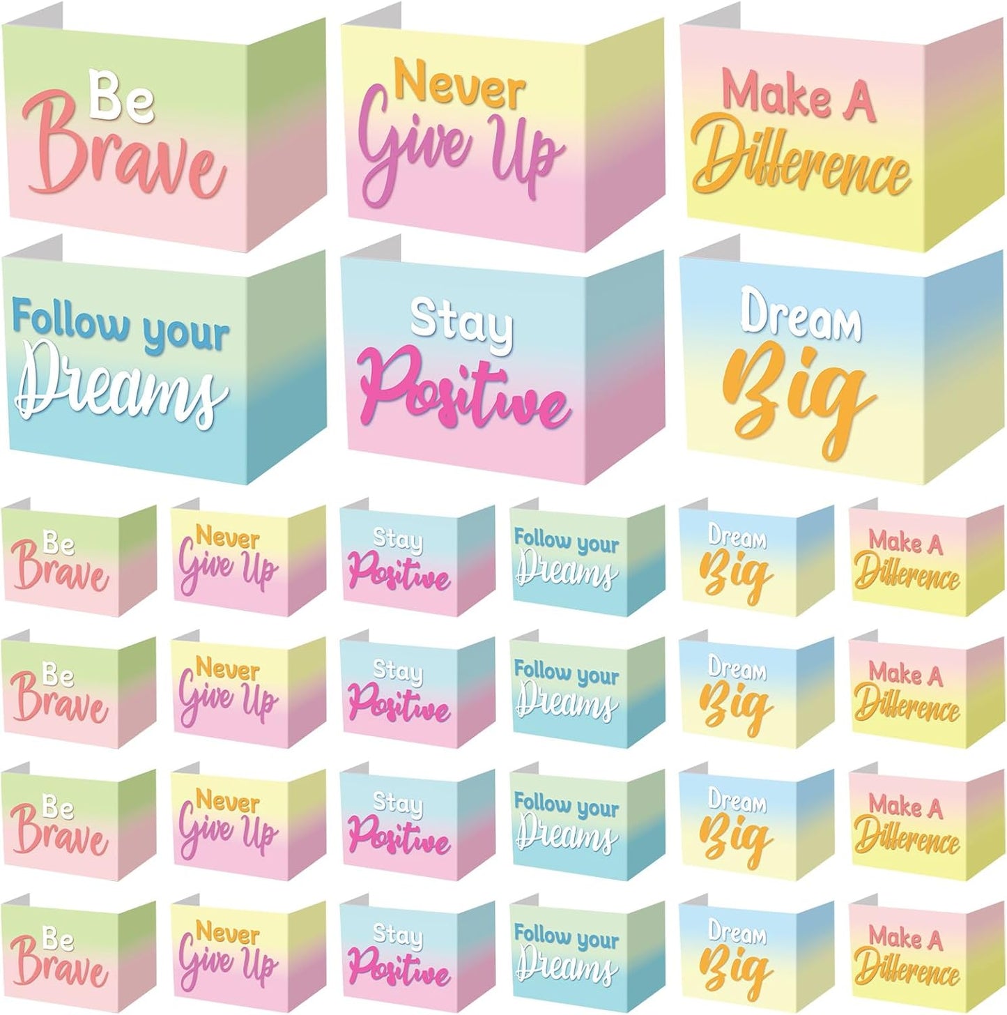 Honoson 24 Pcs Bulk Inspirational Privacy Folders for Students Cardboard Test Privacy Boards Motivational Words Desk Dividers Shield for Classroom School Study Supplies, 6 Styles (Macaron)