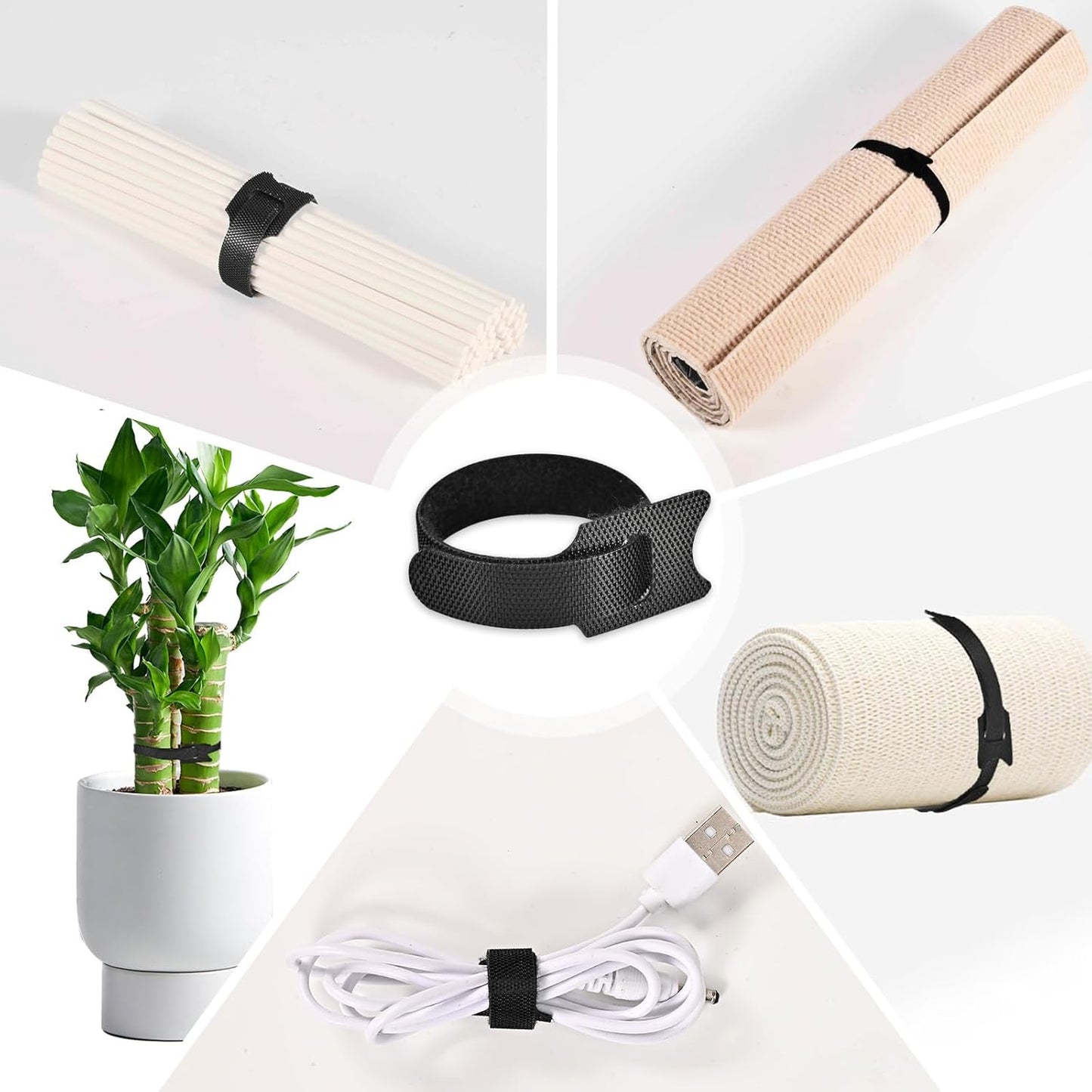 100 6 - in Reusable Velcro Ties: The Versatile Solution for Cable Management, & Ideal for Gardening - Double as Cord Wraps & Gardening Ties
