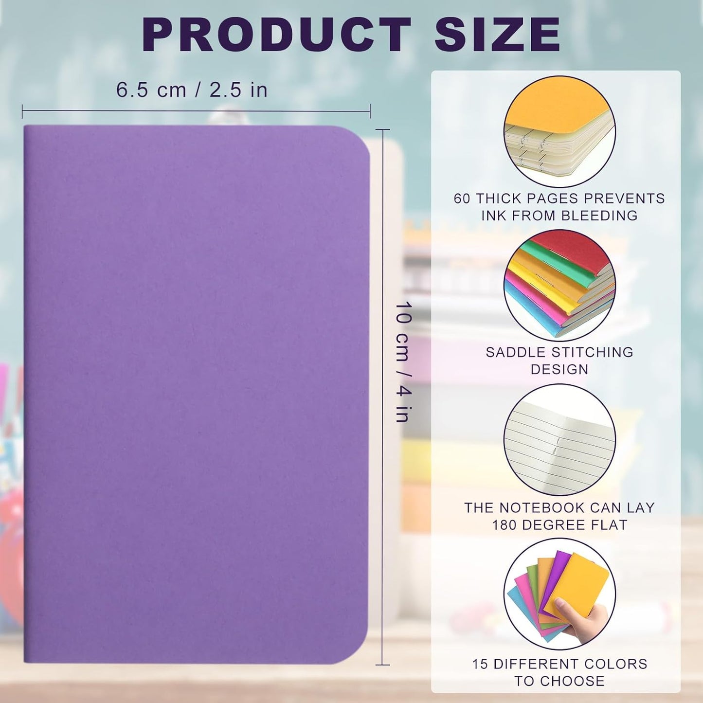 Lincia Bulk Pocket Notebook 2.5" x 4" Mini Notebooks First Day of School Small Wallet Notebooks Tiny Colored Purse Journals Lined Notepad for Kids Student Back to School Supplies(Fresh Color,30 Pcs)