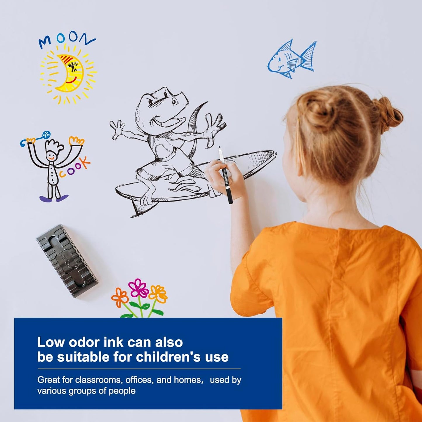 Comix Fine Tip Dry Erase Markers, Low Odor Whiteboard Markers, 36 Bulk 4 Assorted Colors Markers for Kids Teachers Office & School Supplies