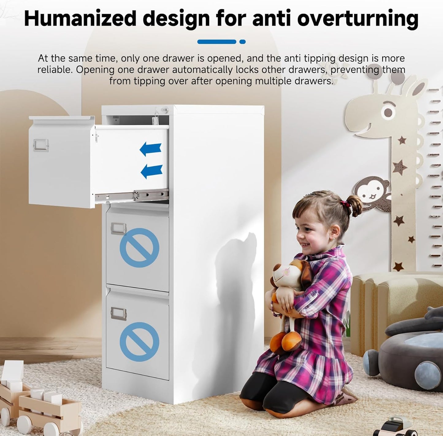 3 Drawer File Cabinet with Lock Metal Vertical File Storage Cabinet Office Home Steel Vertical File Cabinet for A4 Legal/Letter Size Narrow File Cabinet Locked,Assembly Required