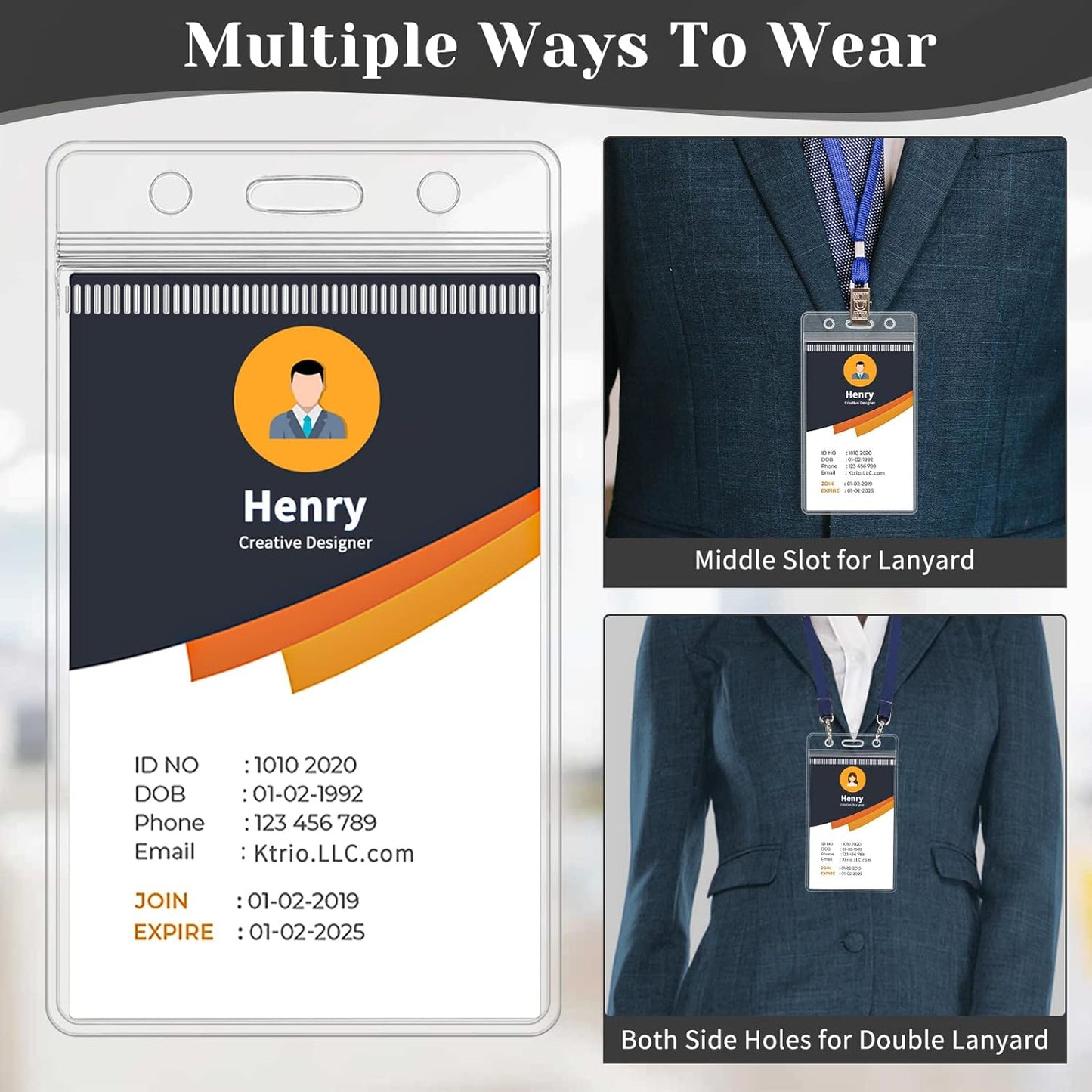 200 Pack Badge Holder, Plastic ID Badge Holder, Clear Waterproof ID Card Holder with Resealable Zip, 2.5" x 3.8" Vertical Name Tag Holder for Nurses and Office, Fits ID Card/Credit Card/Student Card