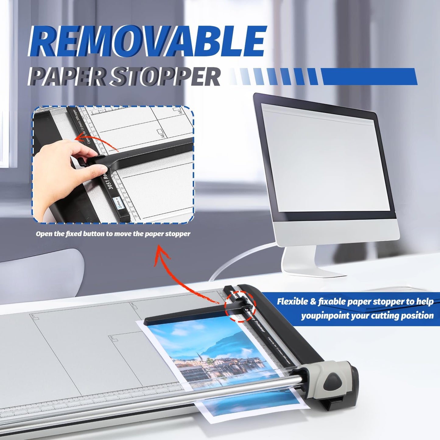 Rotary Paper Trimmer, 15 Sheets Heavy Duty Paper Trimmer, 670mm(26.37") Cutting Length, Commercial Grade Rotary Paper Cutter for Home/Office/School, Black & Silver