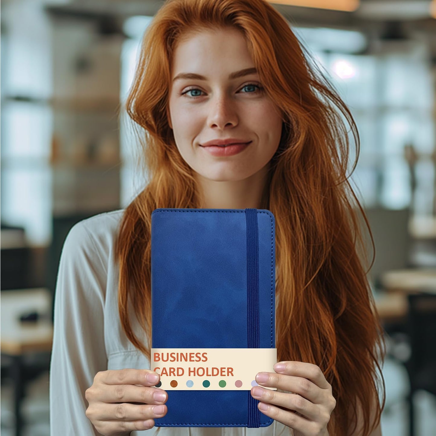 Leather Professional Business Card Holder Book Organizer, 240 Card Slots Capacity Booklet, Premium PU Name Cards Storage Folder with Soft Cover, Credit Card Binder Holder for Men/Women (Dark Blue)