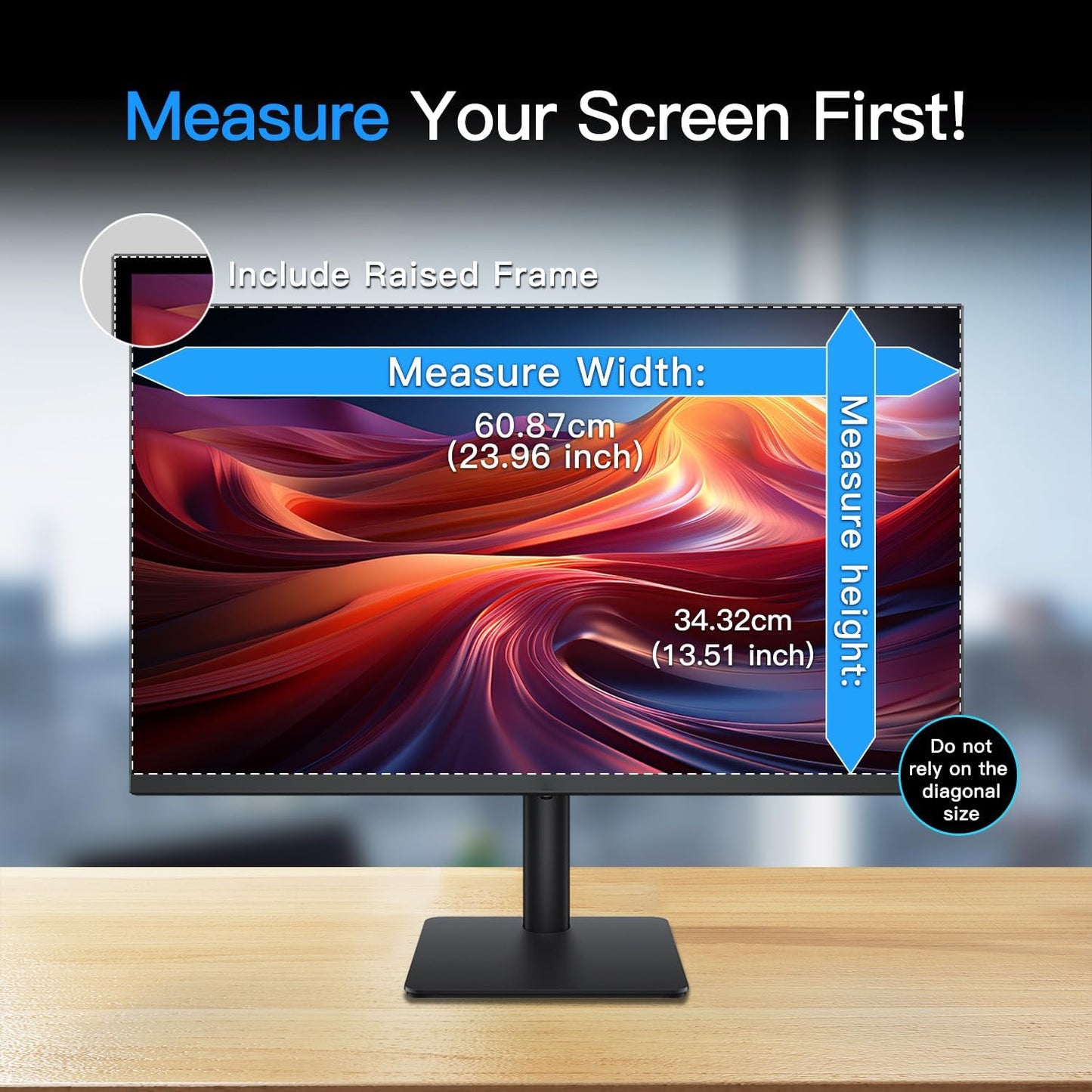 27 Inch Computer Privacy Screen for 16:9 Aspect Ratio Widescreen Monitor, Eye Protection Anti Glare Blue Light Computer Monitor Privacy Filter, Removable Anti-Scratch 27in Protector Film