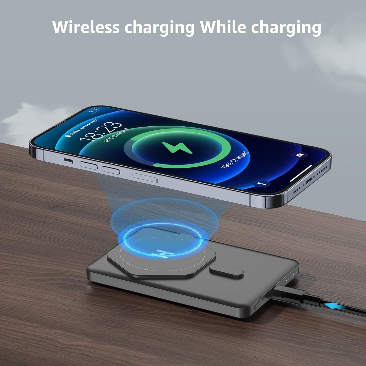 Magnetic Slim Portable Charger, 5000mAh Wireless Power Bank, S05 PD 22.5W Fast Charging USB C Battery Pack Compatible with iPhone 16/15 Series/14/13/12 Series