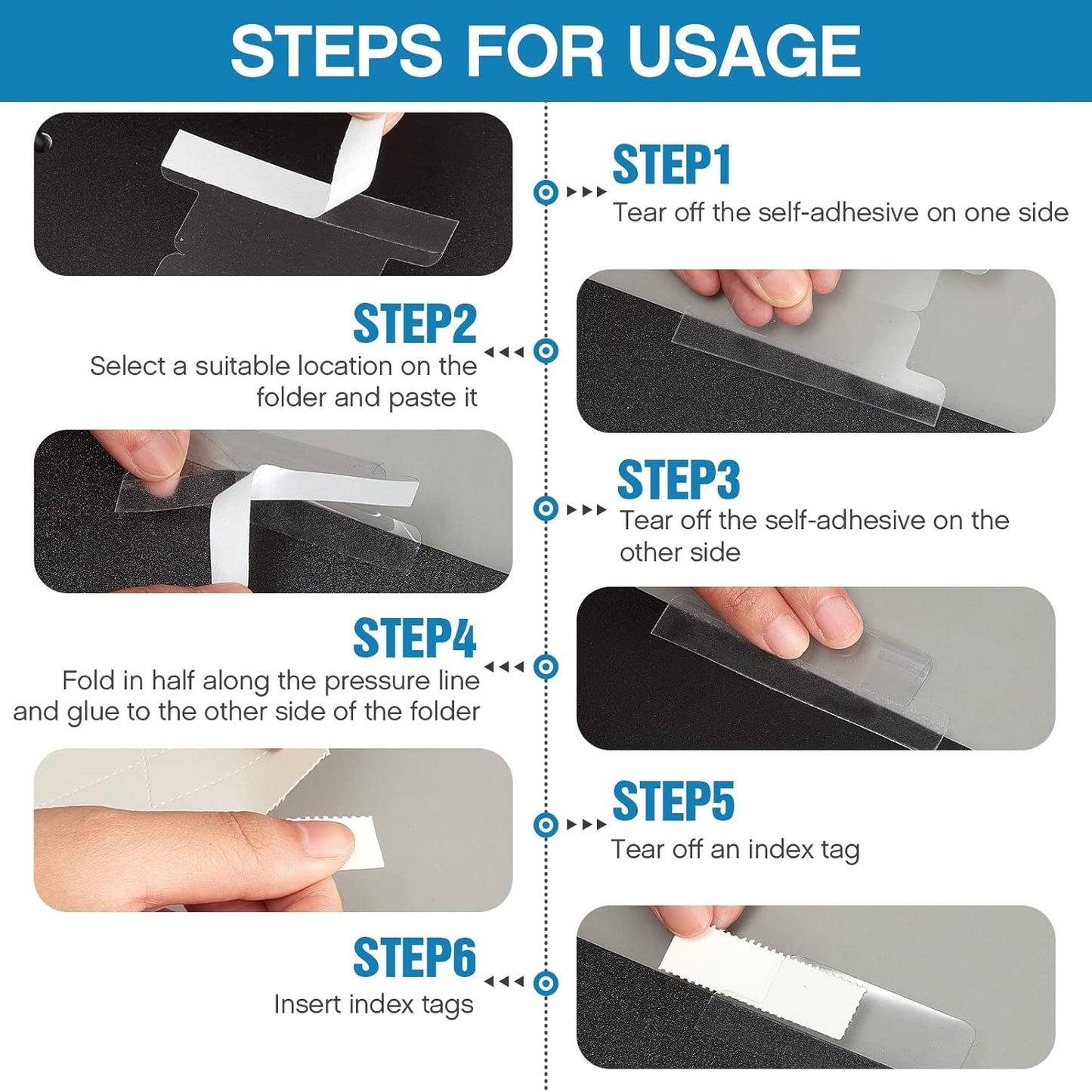 2 Inch Insertable Self-Adhesive Tabs with Printable Inserts with File Folder Labels Sticky Plastic Index Clear Divider Stick on File Self Adhesive for Book Page(100 Pieces)