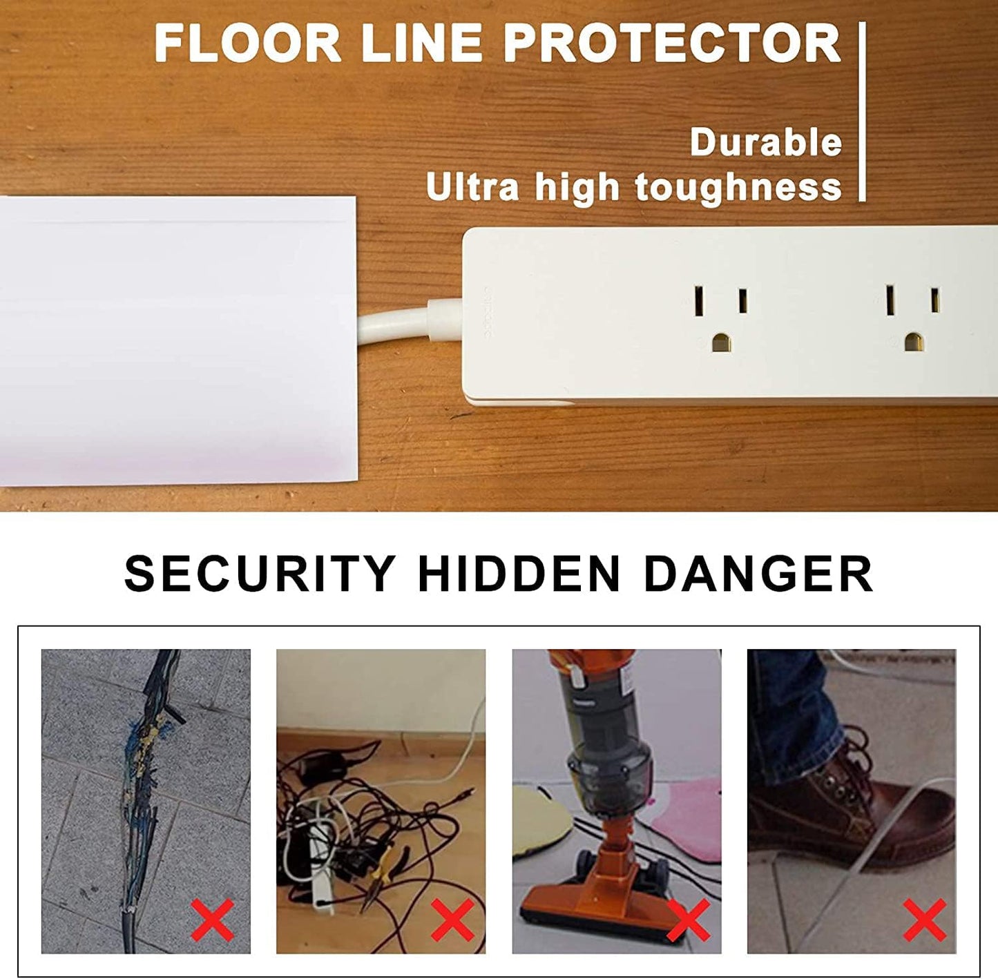 10Ft Floor Cord Cover Transparent Silicone Cable Protector Easy to Install Wire Organizer and Hider for Home, Office, Garage (Transparent-3m)