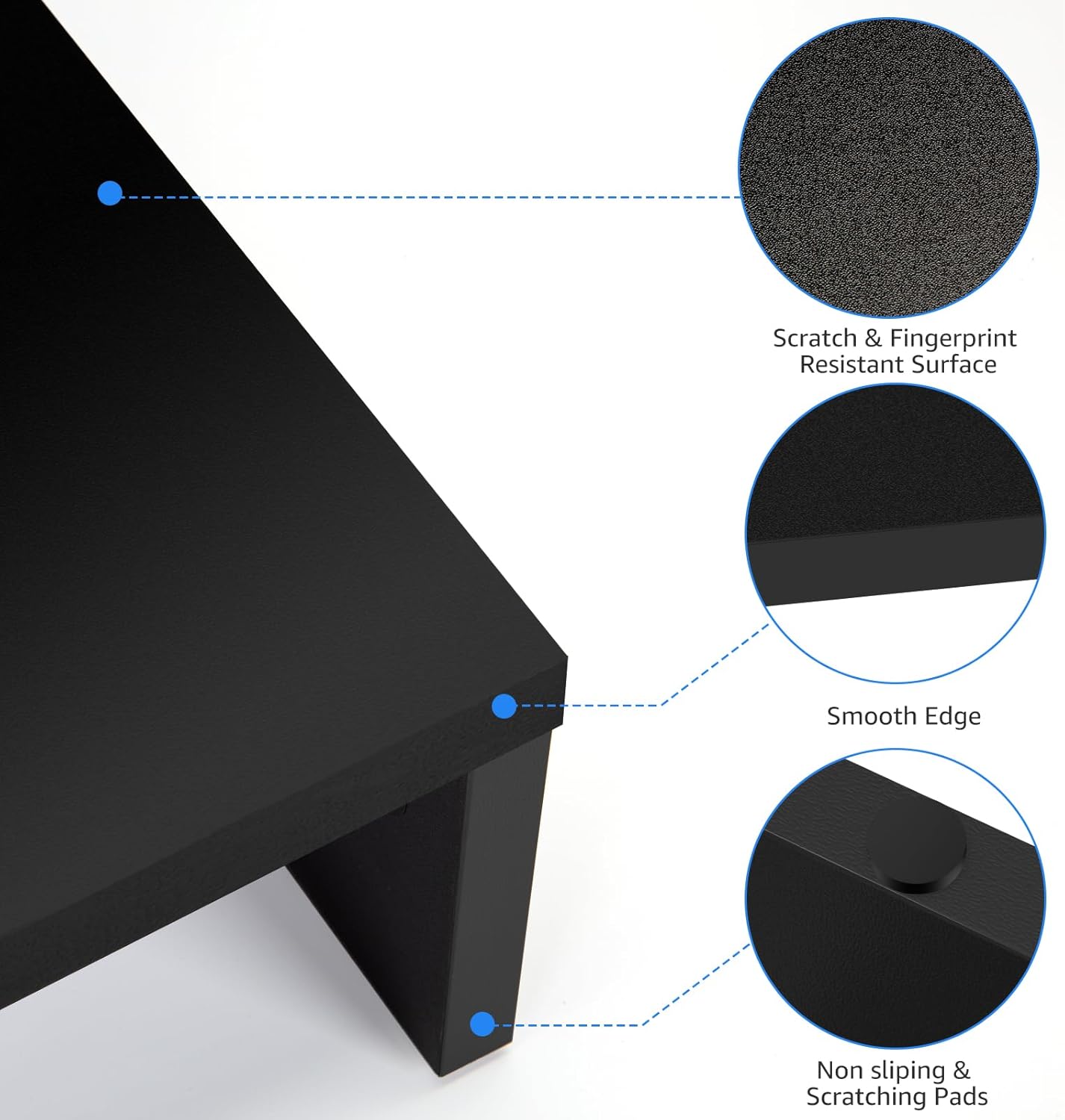 Dual Monitor Stand Riser for 2 Monitors, Monitor Stand for Desk, Adjustable Length & Swivel Angle Wooden Desktop Organizer Stand Riser with Smartphone Holder for PC Monitor Laptop, Black