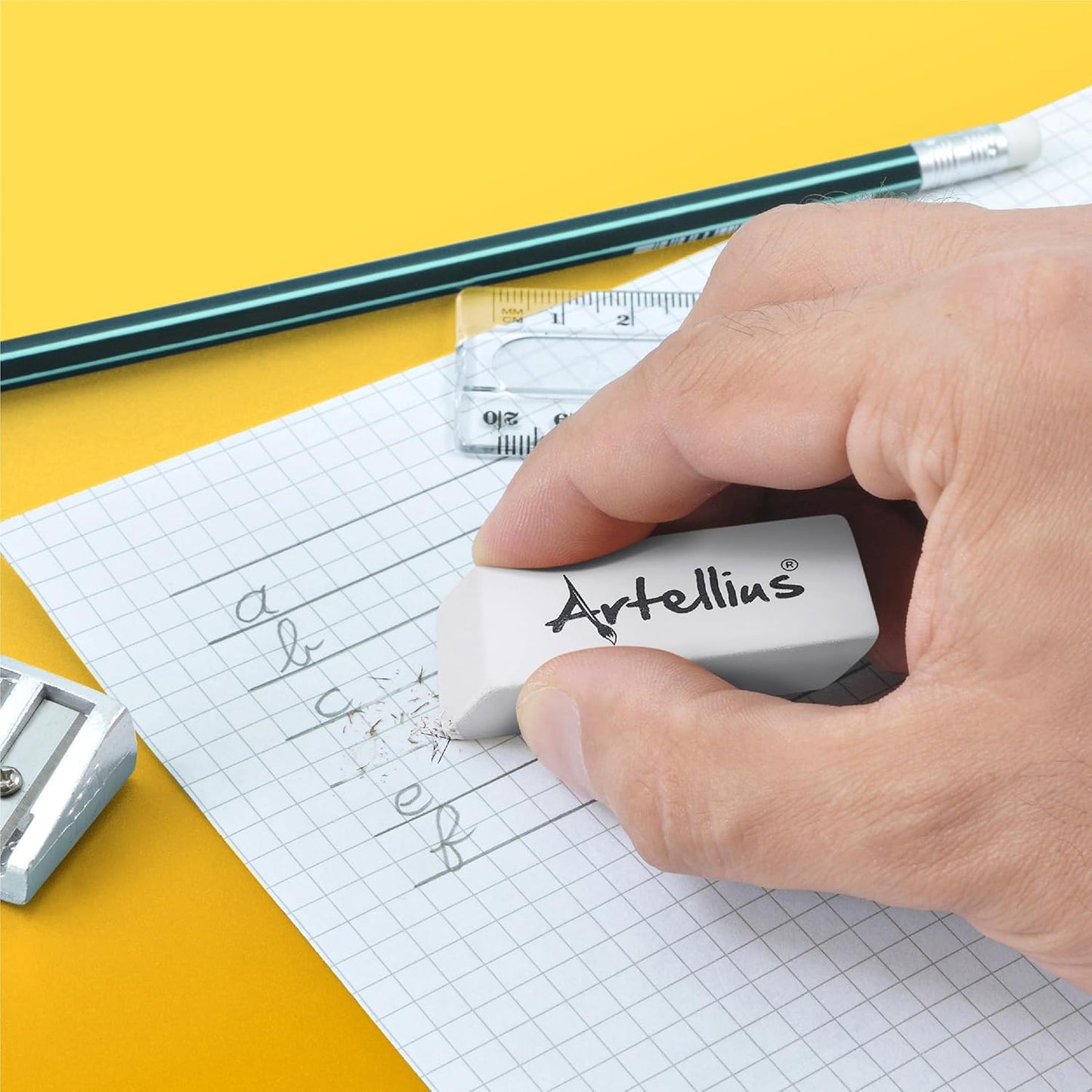 Artellius Erasers - 100-Pack, White, Latex-Free Rubber Blocks - Bulk White Erasers for School, Classroom & Kids - Smudge-Free Erasing for Drawing, Art, Office, Teacher & School Supplies