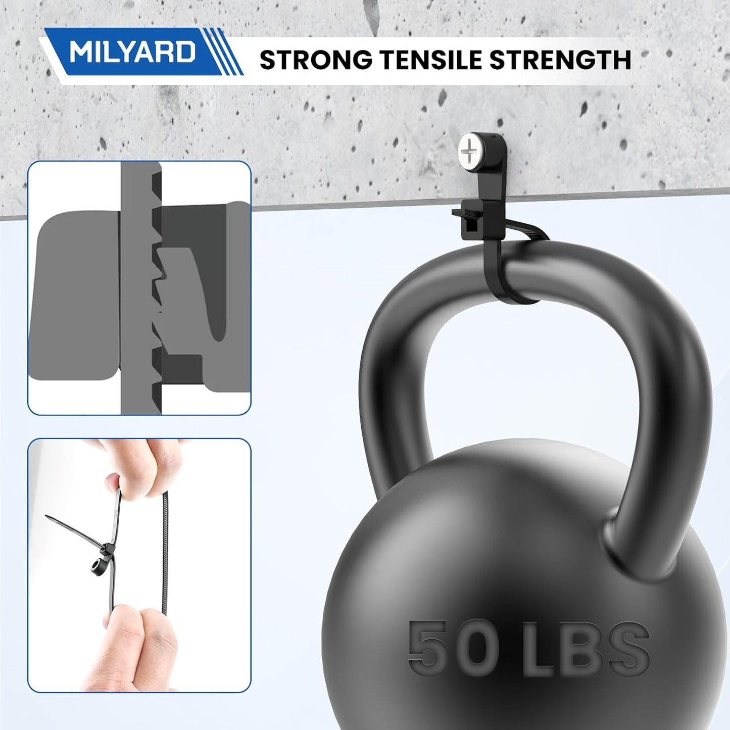 150 Pcs 12 inch Black Zip Ties with Screw Hole, 50LBS Plastic Ties with Screw Holes for Automotive, Fencing & Outdoor Wire Management