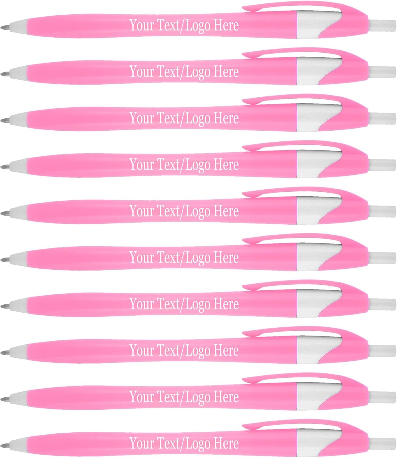 SyPen Personalized Pens With your Custom Logo or Text-500 Pack Bulk-for Businesses, Parties, and Events, Custom Printed Slim Ballpoint Click Pens, Pink Barrel Color, Black Ink