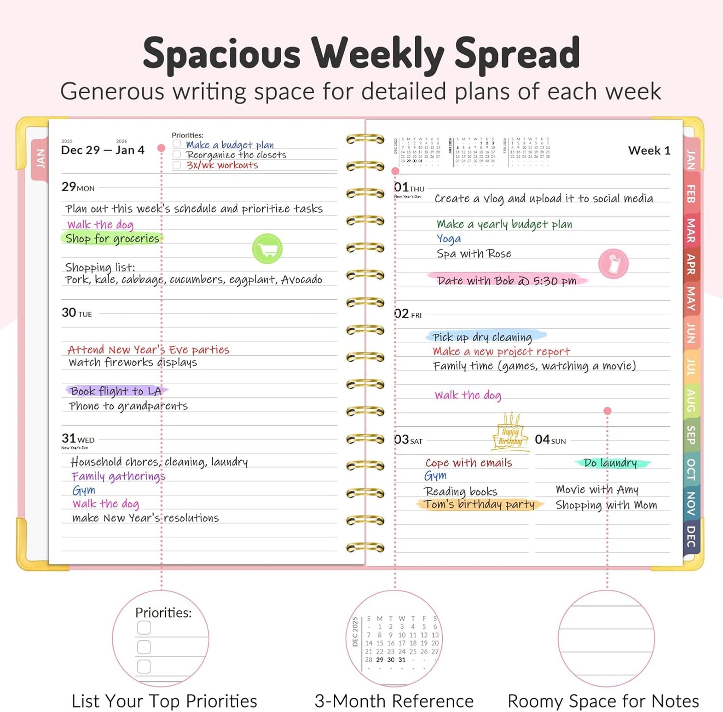 Forvencer Planner 2026-2027, 18 Month Weekly and Monthly Calendar Planner, Jan 2026 -June 2027, 6.3" x 8.4", Daily Agenda Book with Tabs, College Organizer Notebook, School Supplies for Student Teacher Classroom, A5, Beige