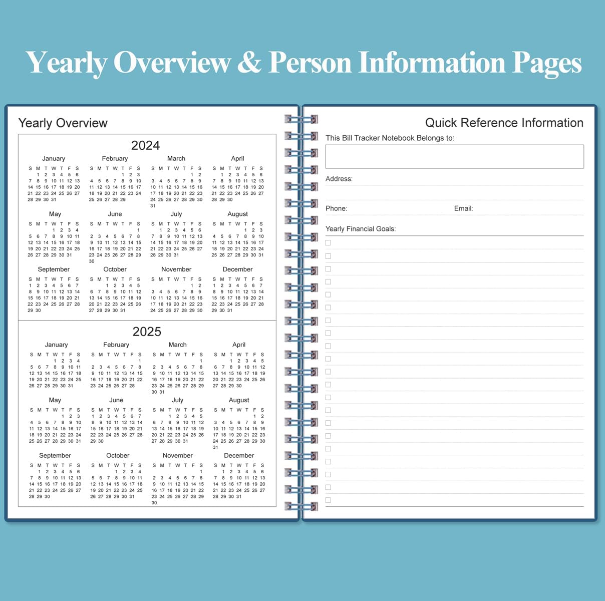 Bill Payment Tracker Notebook - Monthly Bill Organizer & Planner for Personal Budgeting Financial, Payments Checklist Organizer, 5.8" x 8.5", Blue