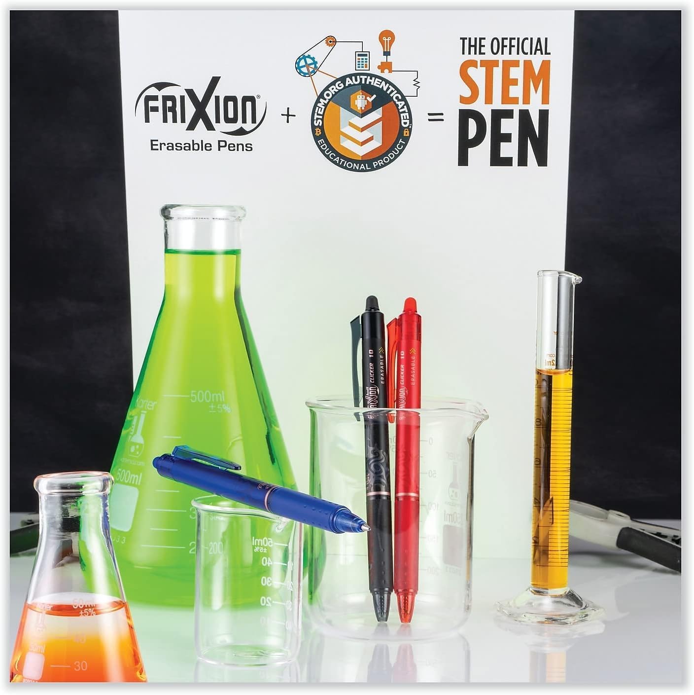 FriXion Clicker Retractable Erasable Gel Pen, Black, Bold Point, 3-pk; Bundle with Plastic Reusable Pouch