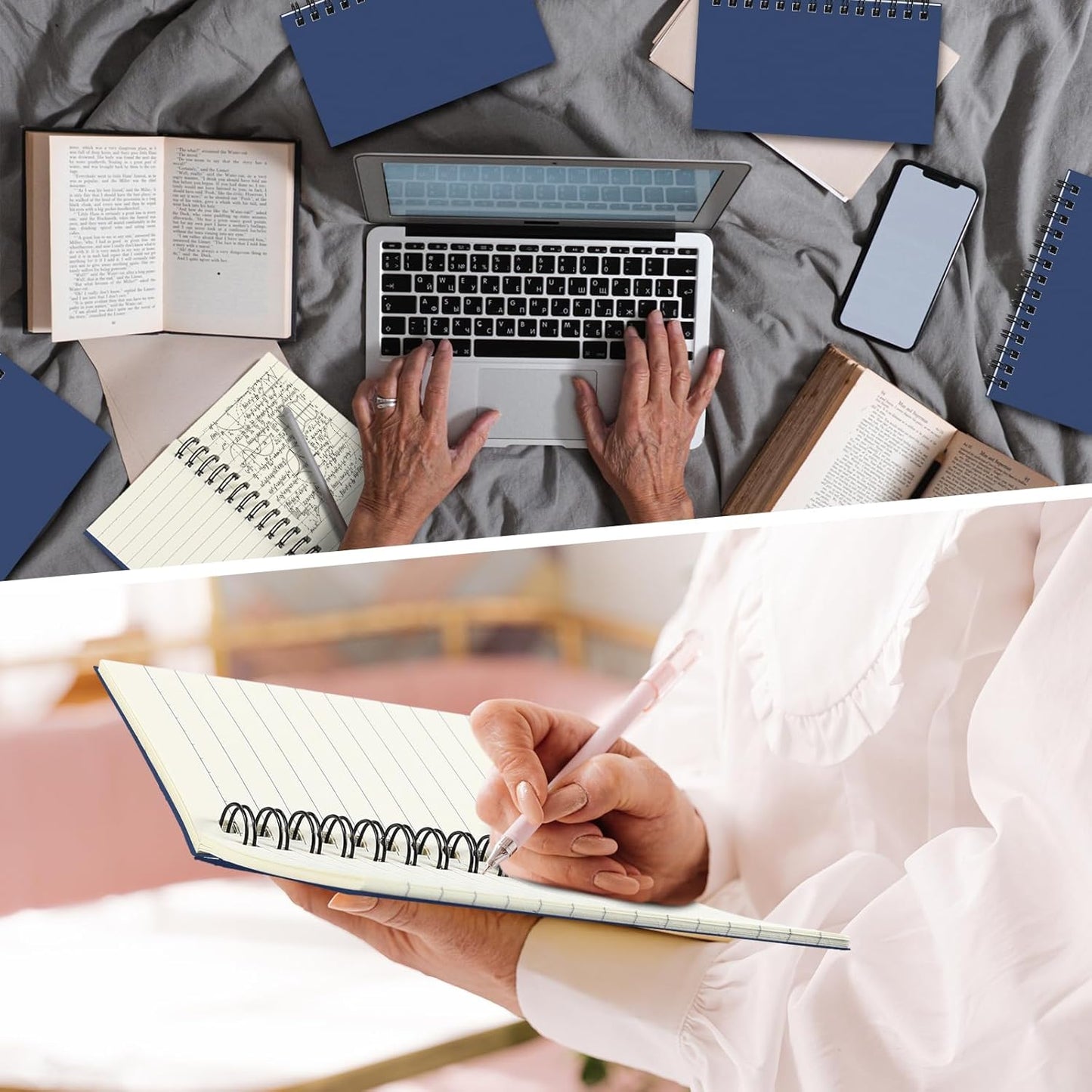 Jutom 4 Pcs Small Spiral Notebooks Memo Pads 3x5 Bulk Small Pocket Notebooks Mini Notepads with Lined Pages Mini Journals for Office Back to School Work Writing Supplies, 120 Pages (Dark Blue)