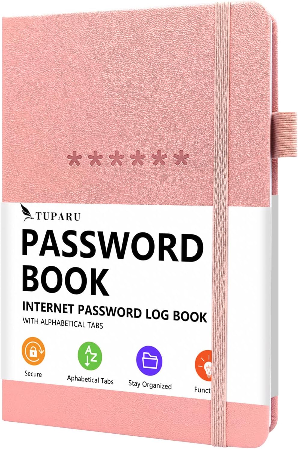 Password Book with Alphabetical Tabs – Hardcover Internet Address & Password Organizer – Password Keeper Notebook for Computer & Website – 5.2 x 7.6" Log-in Password Journal w/Thick Paper (Pink)