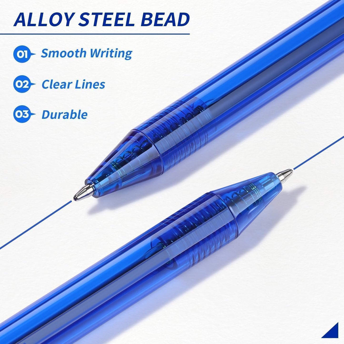 Blue Pens | 60 Pack Retractable Ballpoint Pens Multipack | Blue Ink Medium Point 1.0mm | Smooth Writing Ball Point Pens | School Office Supplies, Box of Pens Bulk (Blue Ink)