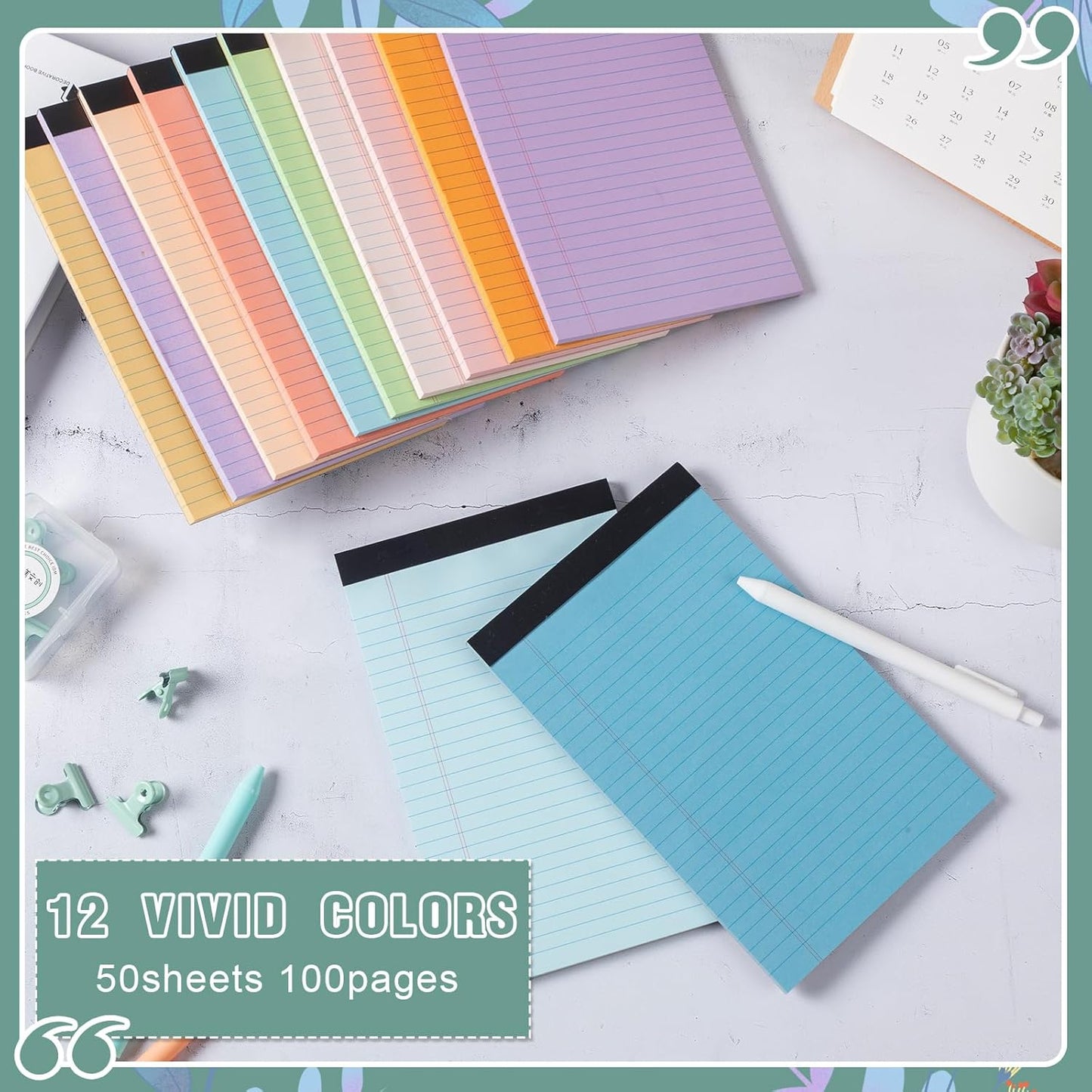 Fuutreo 24 Pcs 5" x 8" Legal Pad Writing Notepads 50 Sheets Small Legal Pad Narrow Ruled Multiple Color Lined Paper for School College Office Supplies Work (Multicolor)