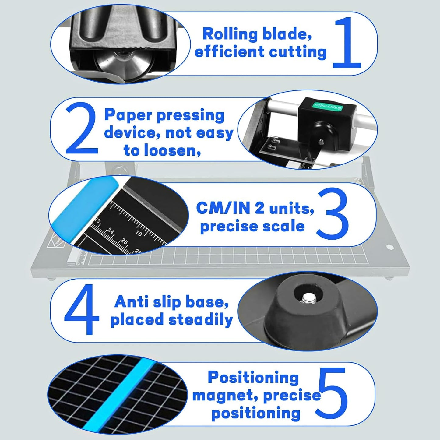 24 Inch Manual Precision Rotary Paper Trimmer, Rotary Paper Cutter Trimmer for Photo Paper, Film, Art Paper Jam, Office Paper, Thin Plastic Soft Board, PVC,Cutting Table,Professional Rolling Trimmer