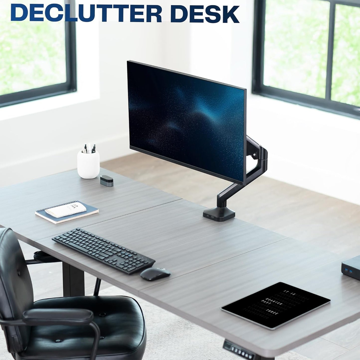 VIVO Heavy Duty Ultrawide Monitor Tension Arm for up to 40 inch Screens, Holds 26.4 lbs, Premium Desk Mount Stand, Black, STAND-V100O