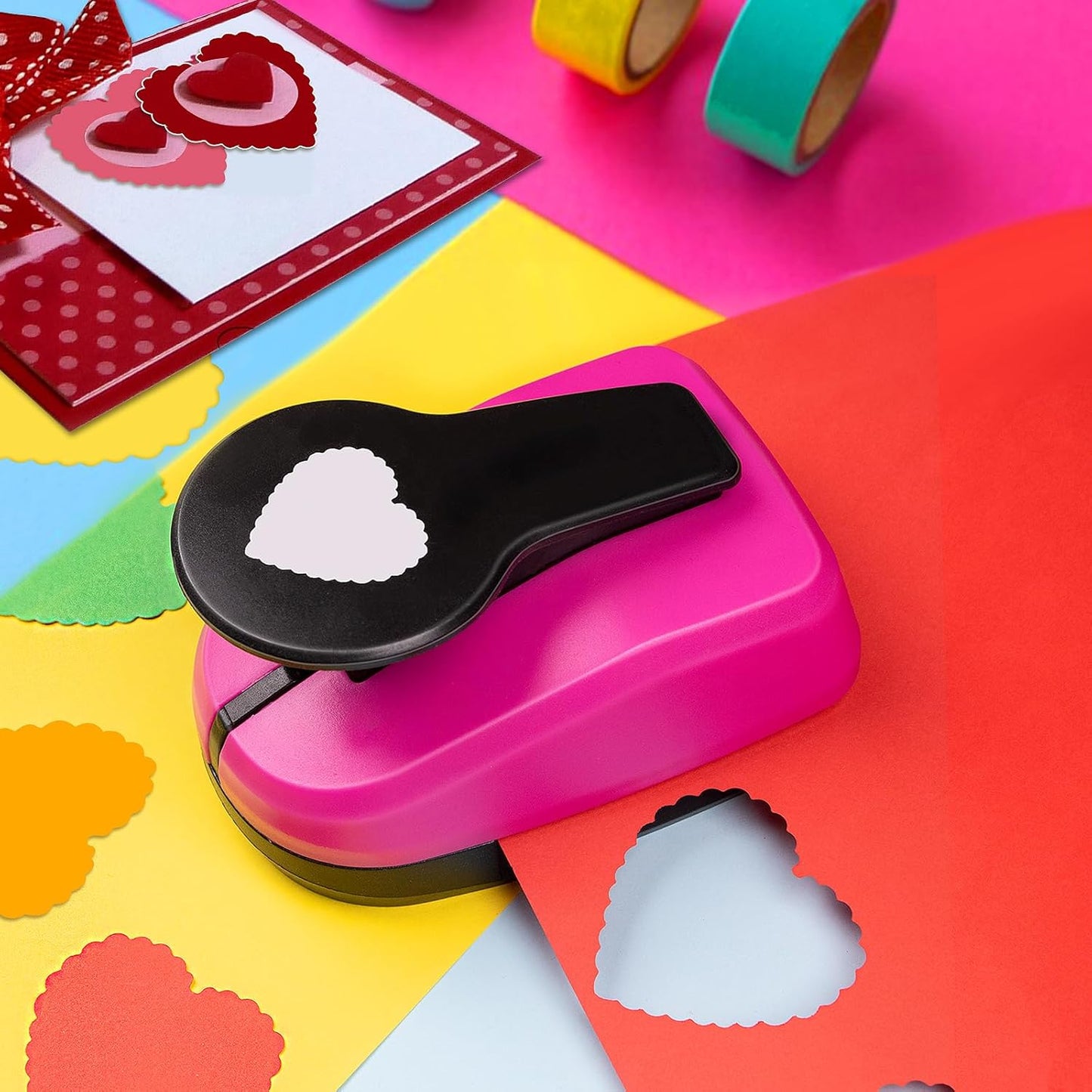 Heart Punch, 2 Inch Scalloped Heart Paper Punch, 50mm Scalloped corazón Shapes Hole Puncher for Paper Crafts Valentine's Day Scrapbooking Greeting Card DIY Albums