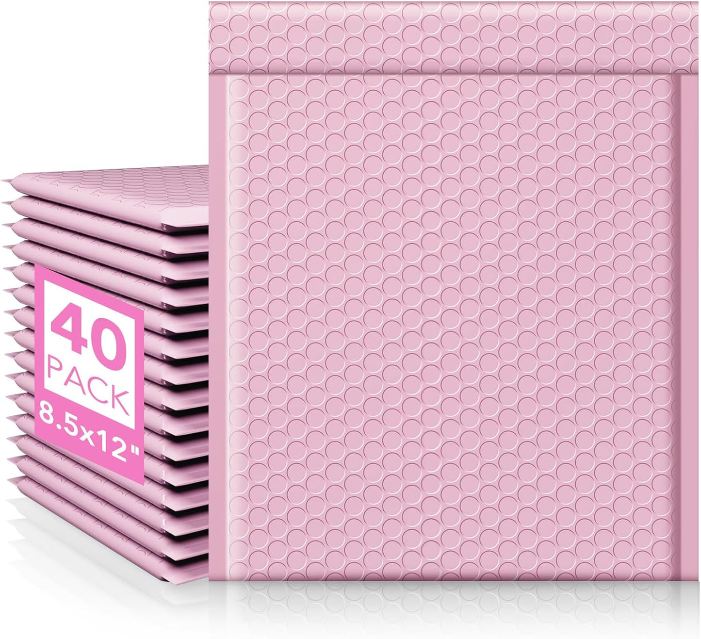 Fuxury Bubble Mailers 8.5x12" 40 Pack Thick Large Bubble Envelopes Opaque Cushion Padded Mailers for Mailing Books Clothes Small Business, Light Pink #2
