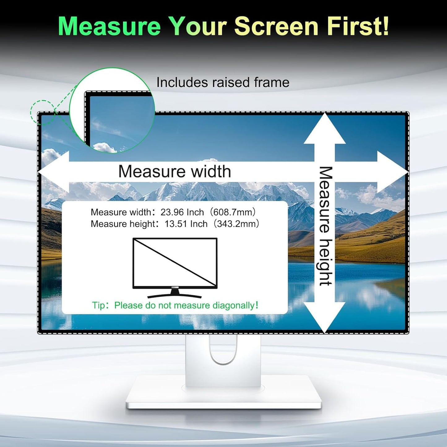 [2 Pack] Magnetic 27 Inch Privacy Screen for 16:9 Aspect Ratio Widescreen Computer Monitor, Anti Glare Blue Light Protector Shield Filter for Eyes, Removable Computer Monitor Privacy Screen 27 inch