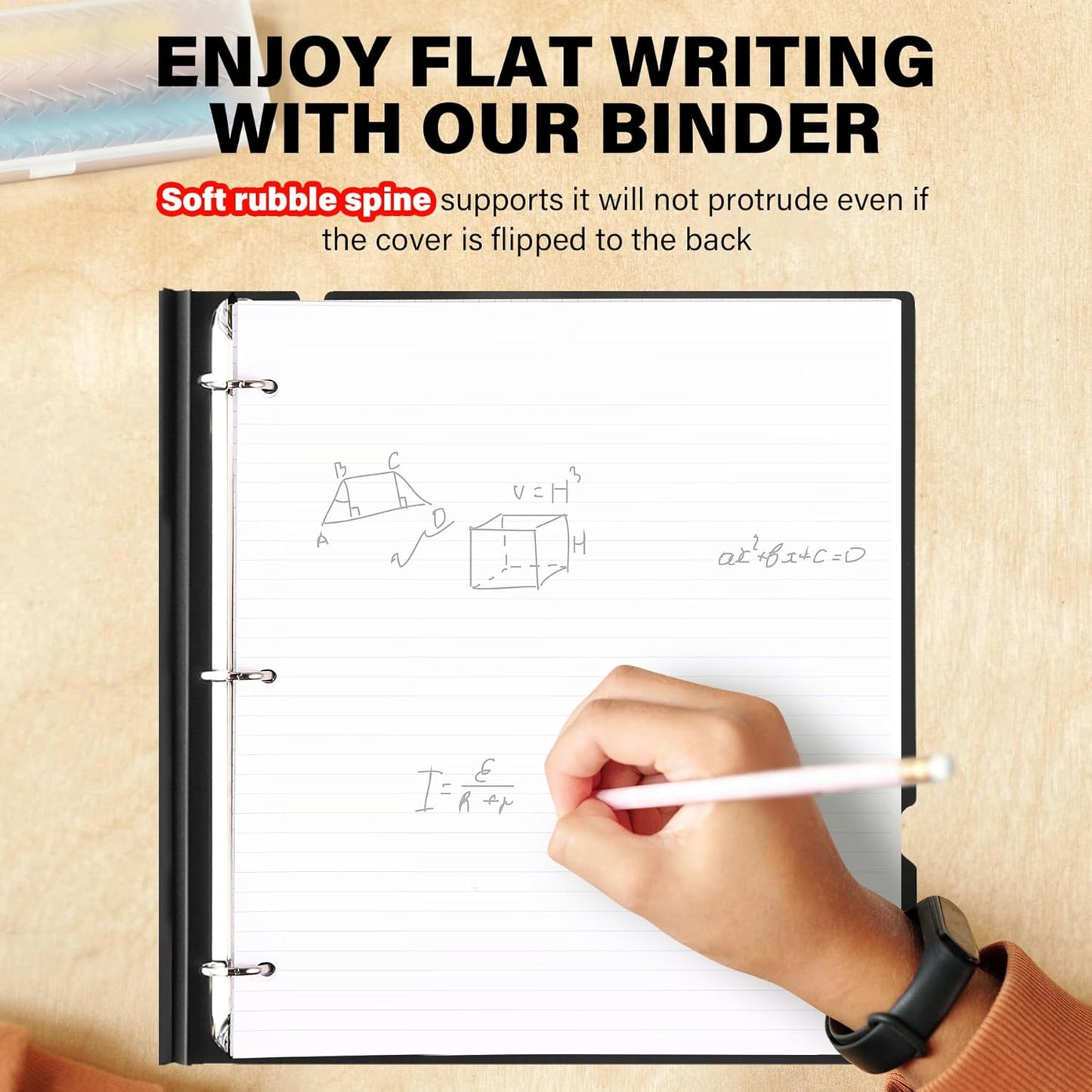 12 Pack Telescoping 3 Ring Binder 1 Inch, Flexible Thin Binder with Customized Front Cover, Holds Up 225 Sheets, School Office Supplies, White