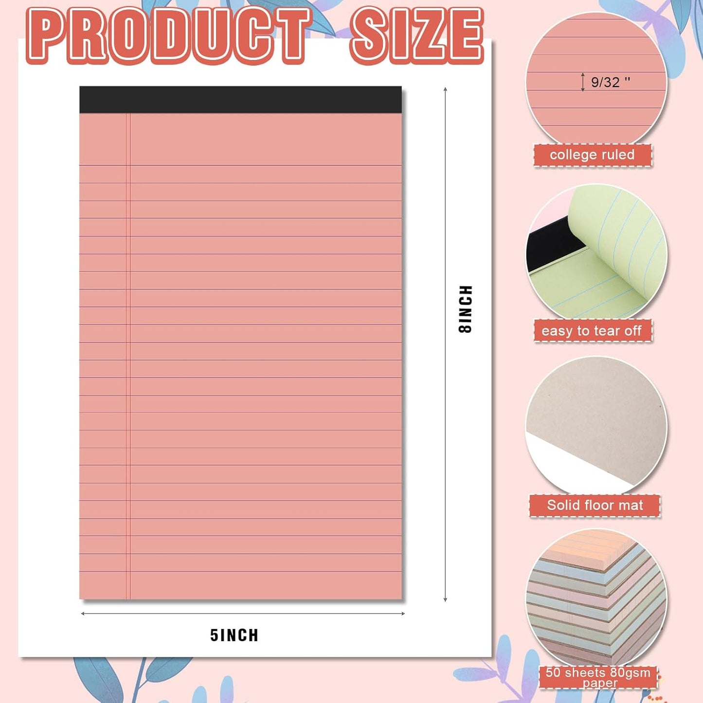 Lincia 24 Pcs 12 Pcs 5" x 8" Small Legal Pads Colored Lined Note Pads Narrow Ruled Writing Notepads 50 Sheets Per Micro Paper Notebook Lined and Perforated for College Office Supplies (Earthy Colors)