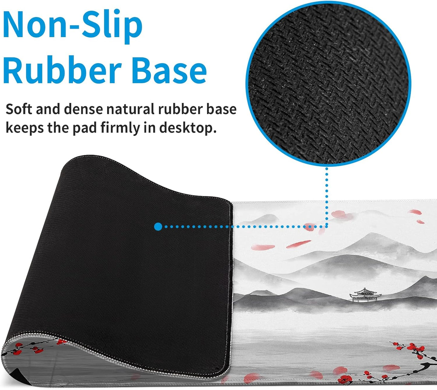 Japanese Cherry Blossom Large Gaming Mouse Pad Sakura Desk Pad Big Mousepad Deskmat Office Decor for Computer 31.5''x11.8'' Desk Organizers and Accessories