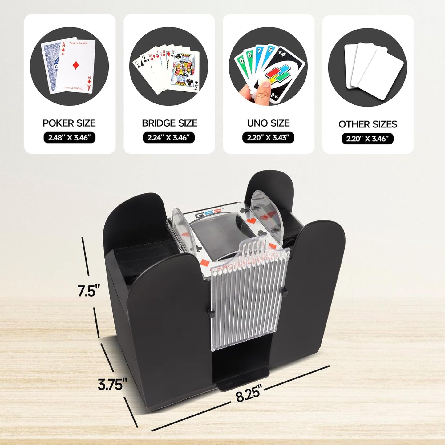 GSE Games & Sports Expert 6-Deck Automatic Card Shuffler, AC/DC-Power & Battery-Operated Shuffler Machines for Playing Cards, Blackjack, Texas Hold'em, Canasta, Bridge, UNO