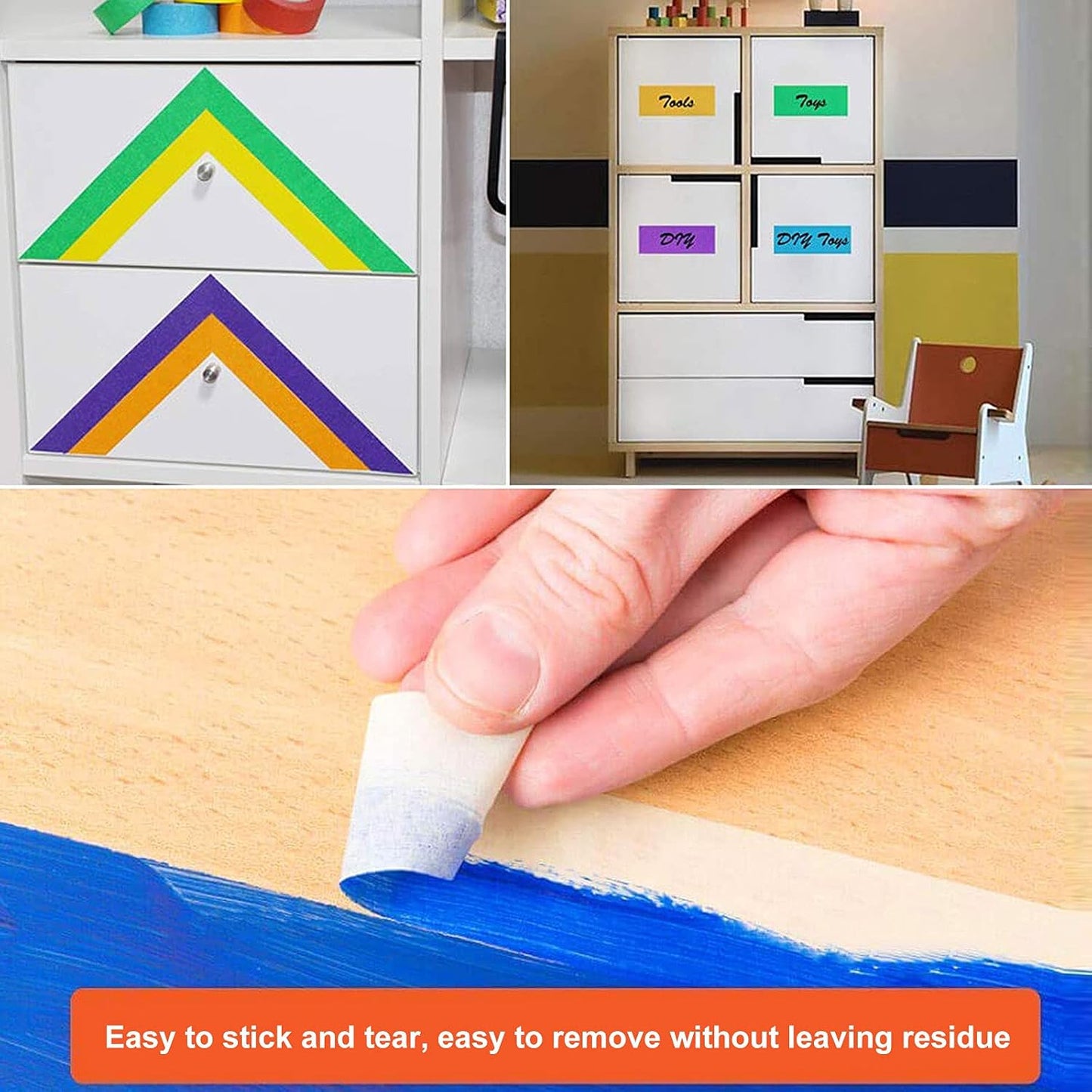 12 Rolls Colored Masking Tape, 720 Feet x 1 Inch Masking Tape,Vibrant Colorful Painters Tape, Graphic Artist Craft Tape Roll, Classroom Home Decorations