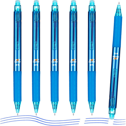 M&G Erasable Gel Pens, 6 Pcs Retractable Blue Ink Erasable Pen Fine Point 0.5mm, Quick Dry Erasable Pen with Non-Slip Grip, Pens Make Mistakes Disappear for Drawing Writing Planner Office Supplies